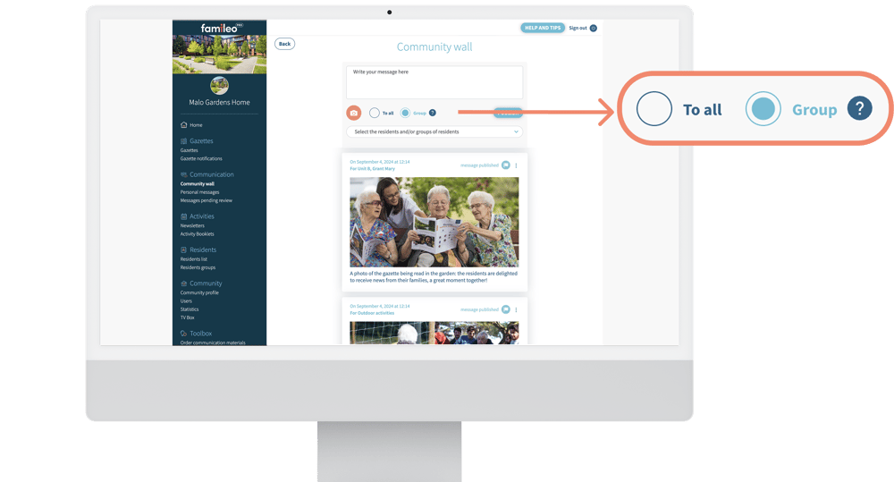 How to create group messages on Famileo Pro