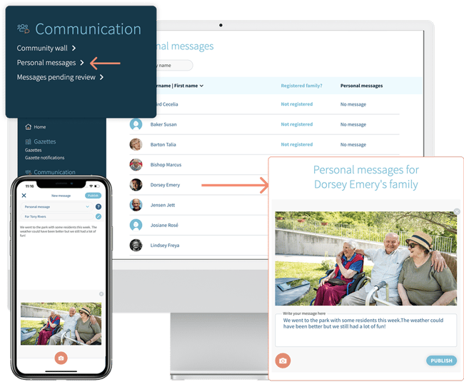 Famileo Pro - Step 2 - messaging multiple families