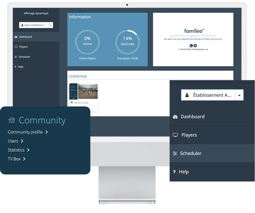 Dashboard of the TV Box - Famileo Pro