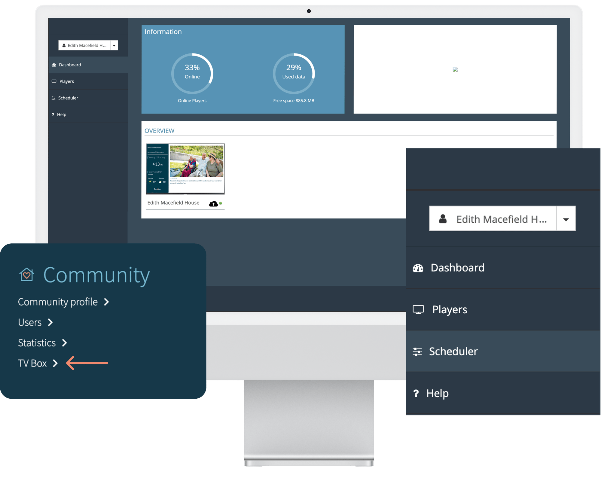 The famileo Pro TV dashboard