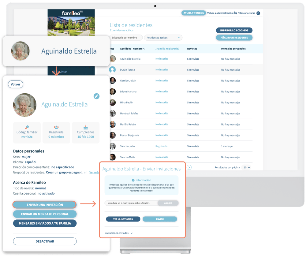 Como invitar a las familias a registrarse en Famileo Pro