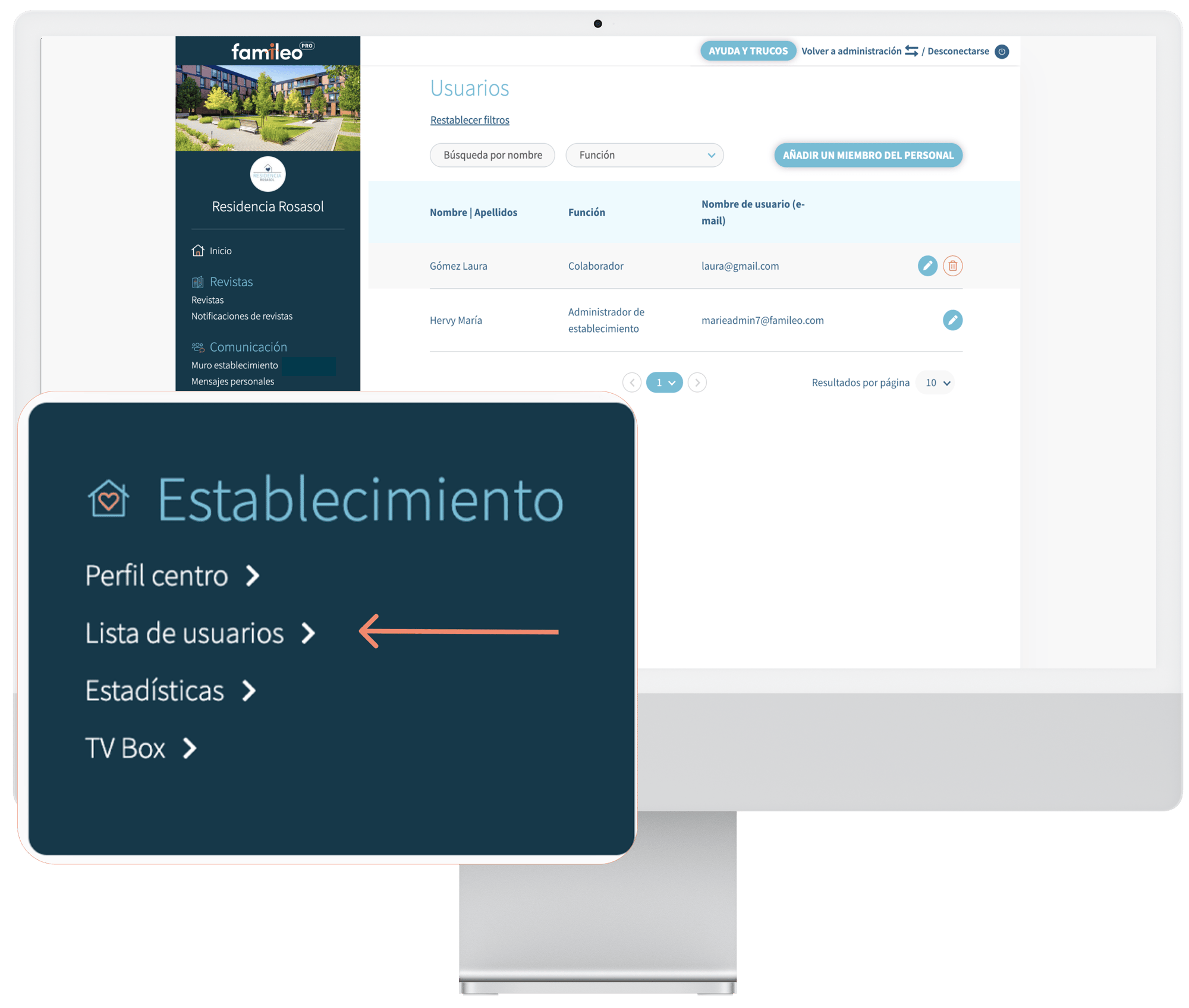 Administra tus perfiles de usario - Famileo Pro