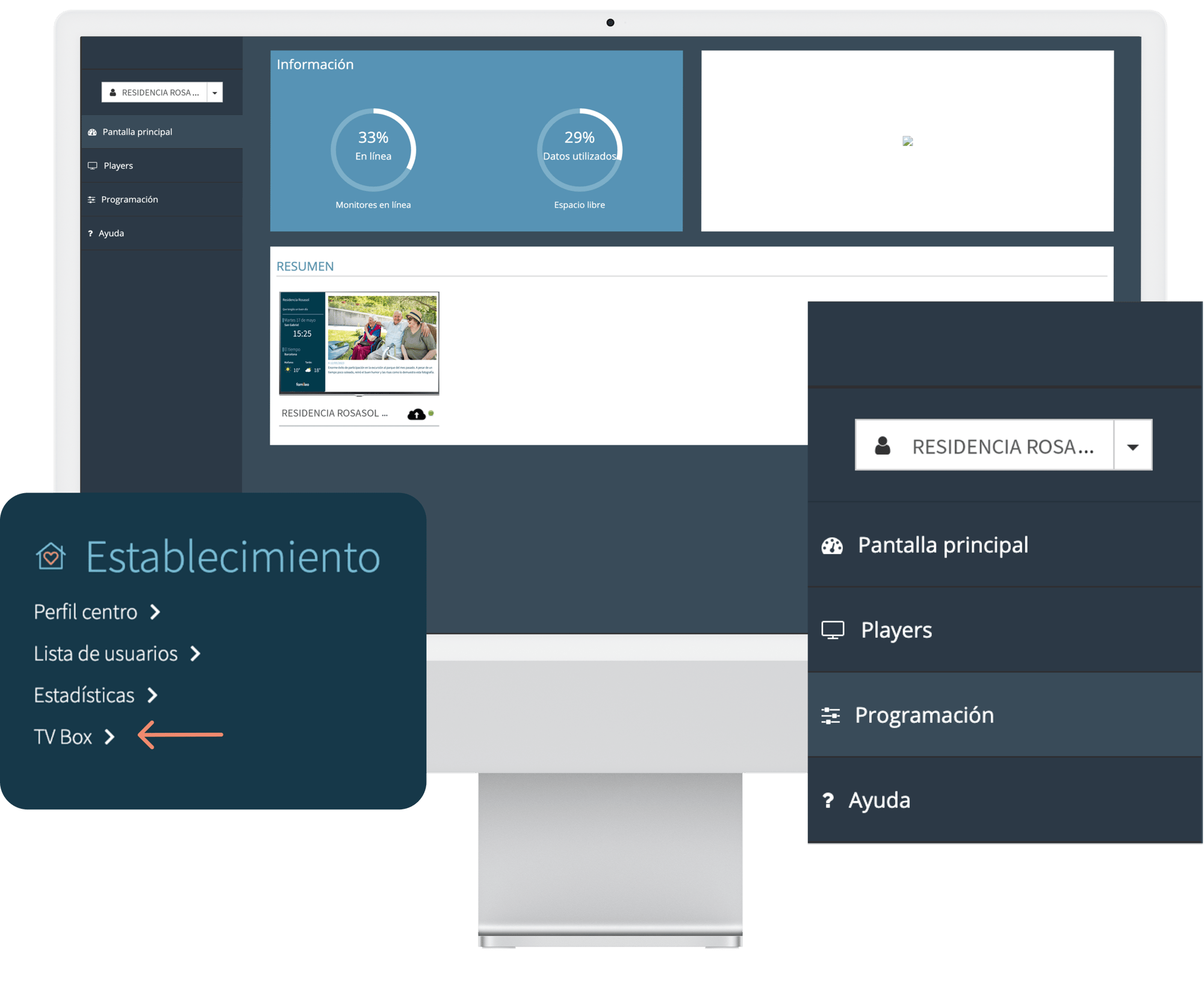 El panel de control - Famileo Pro