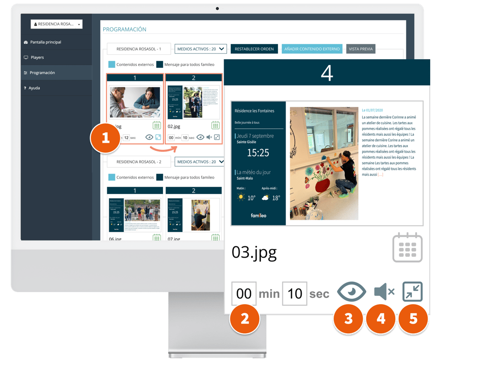 Organiza y personnaliza el contenido - Famileo Pro