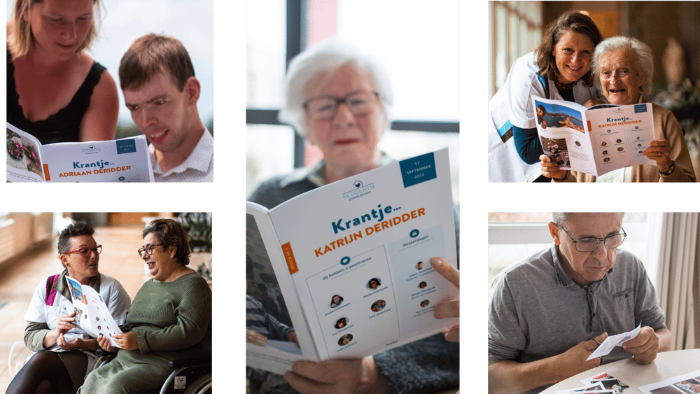 bewoners met hun familiekrantjes Famileo