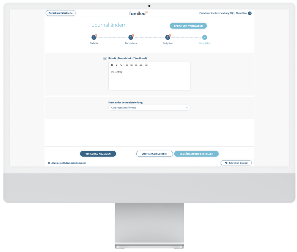 Anstehende Veranstaltungen und Layout - Famileo Pro