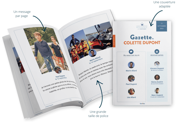 Famileo Pro - Exemple de gazette mal voyant en Ehpad