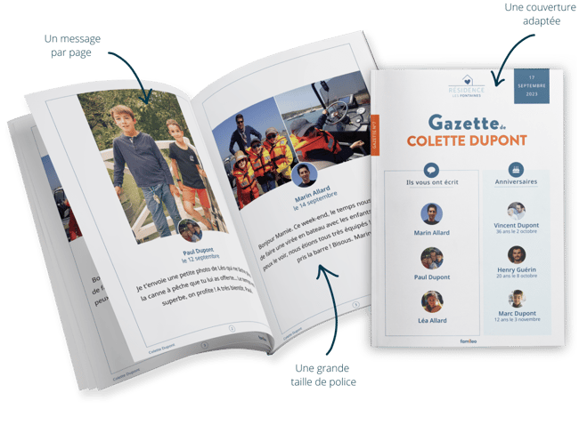 Famileo Pro - Exemple de gazette mal voyant en Ehpad