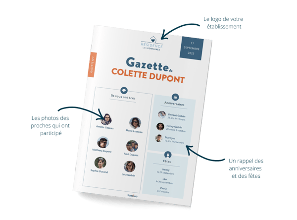 Famileo Pro - Exemple d'une couverture de gazette ehpad