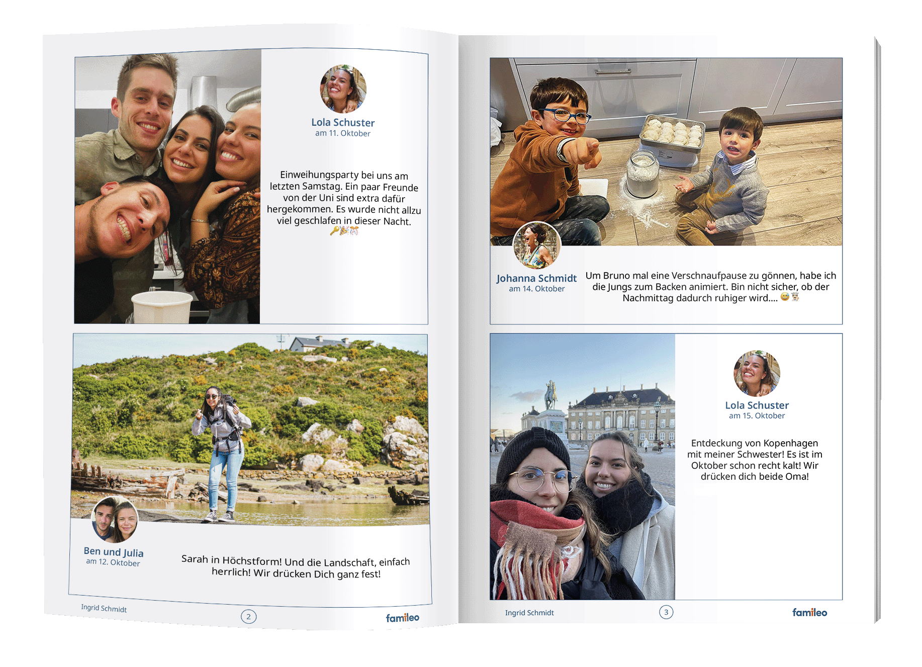 Beispiel für den Innenteil des Famileo Pro-Magazins in einem Pflegeheim